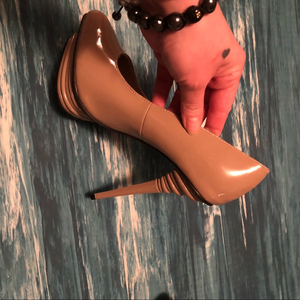 LK Avant-garde tan pumps unique high heels so cute - Picture 5 of 8